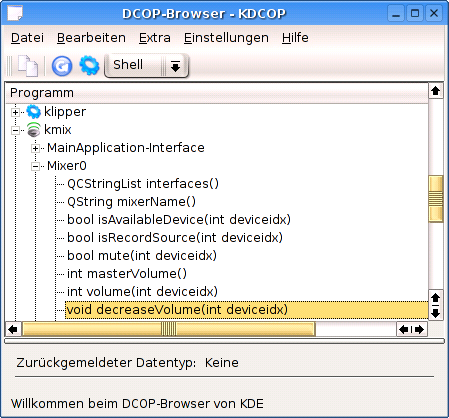 KDE dcop Browser